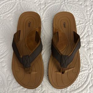 Brown Leather Sandals with Arch Support and Double-Layered Straps